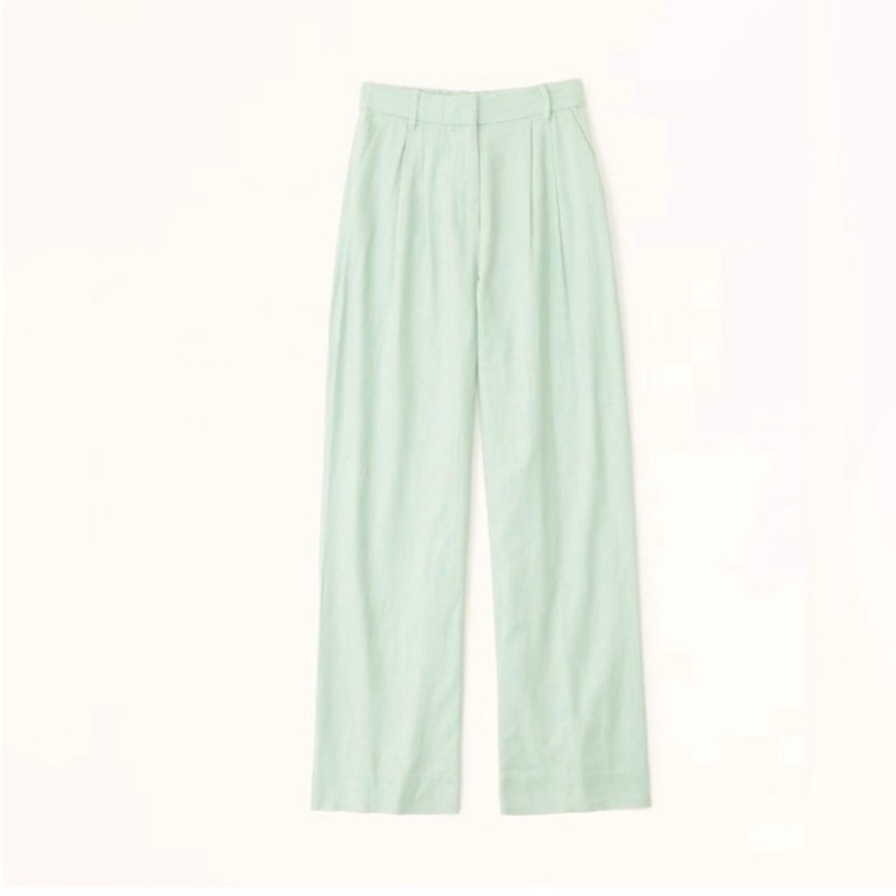Abercrombie & Fitch Green Sloane Tailored Linen Blend Pants Sz m
